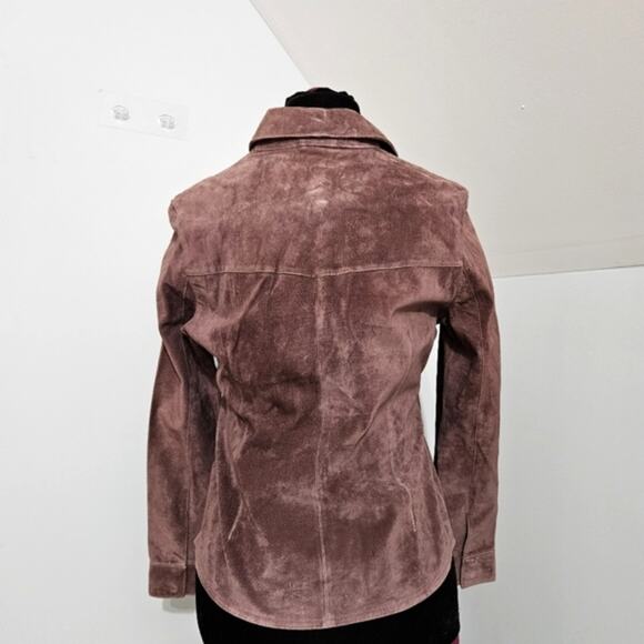 For Joseph Snap Front 100% Leather Western Cowgirl Mauve Shacket Size Large - Picture 3 of 12